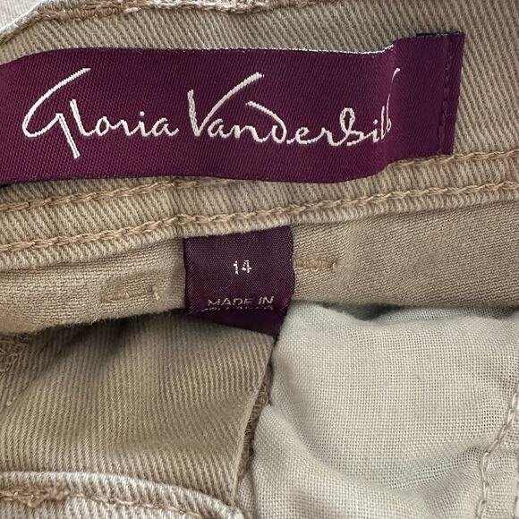 Gloria Vanderbilt Women’s High Rise 5 Pocket Design Beige Denim Size 14 Short - Picture 5 of 7